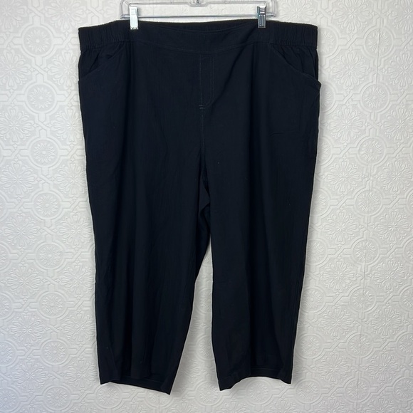 NWT Lane Bryant Cropped Pants Black Pull On Lightweight Cotton Wide Leg Plus 22 - Picture 1 of 8